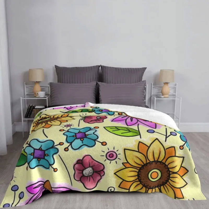 Sunflower Days Blanket Fleece Winter Daisy Plant Multifunction Ultra-Soft Throw Blankets for Bedding Outdoor Quilt