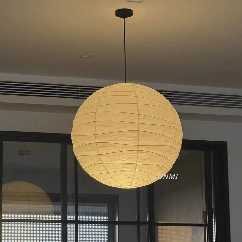 japones wabi sabi estilo luzes pingente para quarto atmosfera quente sala de estar rice paper chandelier noguchi isamu paper lantern 01