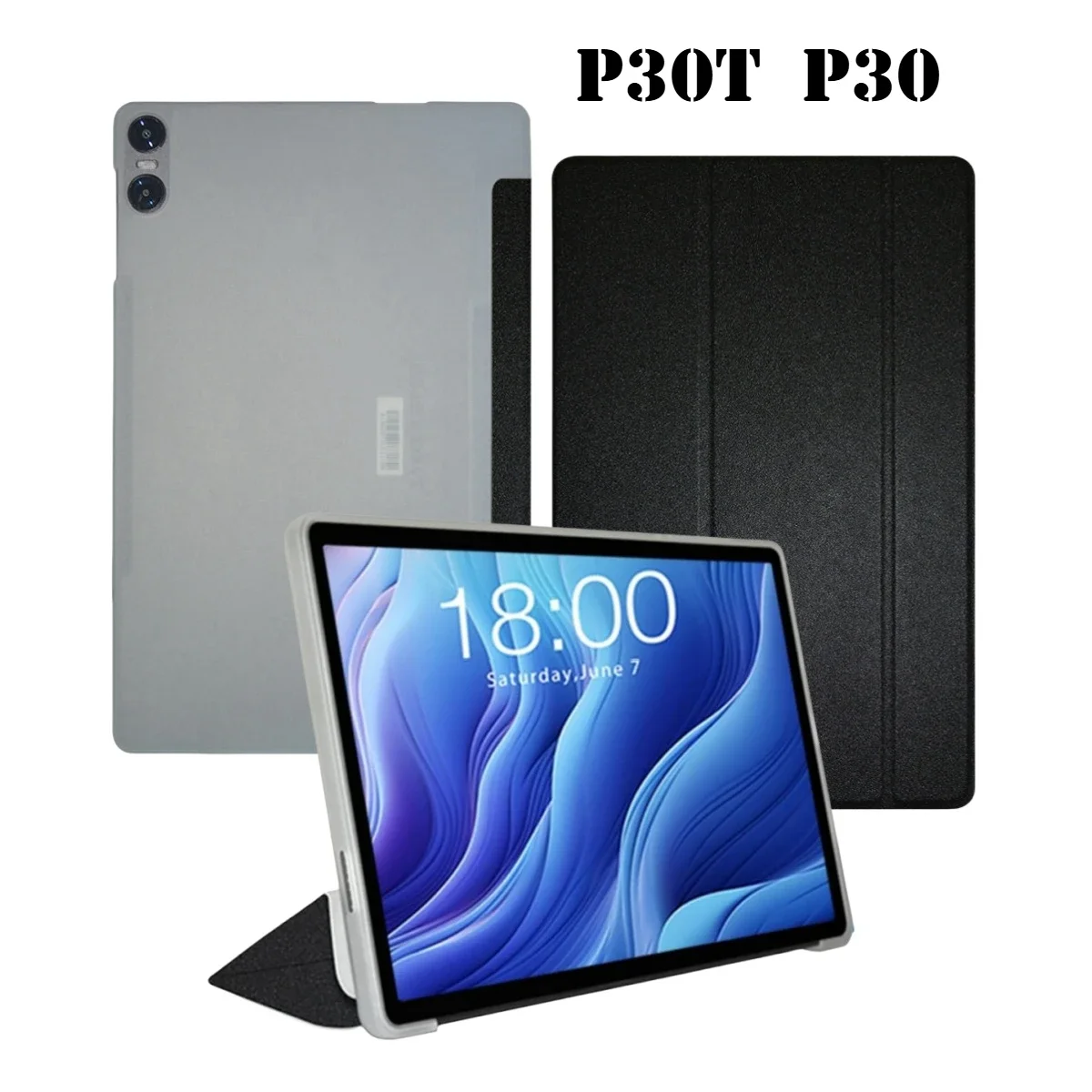 Smart Cover for Teclast P30 P30T Tablet Case Folding Stand Pu Leather with Soft TPU Back Cover for P30T 10.1