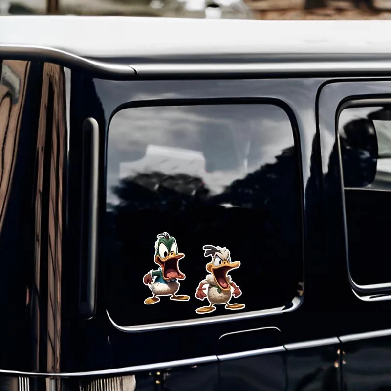 ショッキングアヒル怒っているアヒル反射デカール漫画防水車のステッカー車の窓電気自動車オートバイに適しています