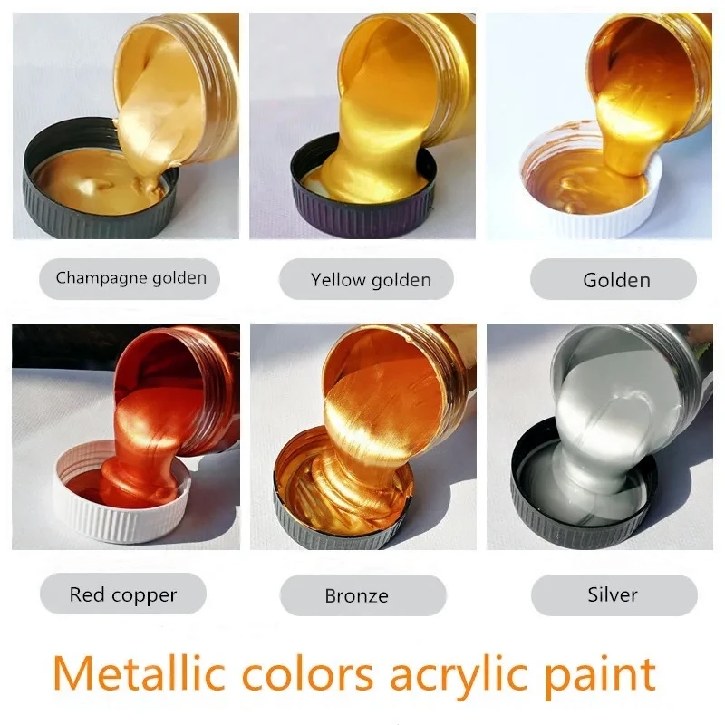 60ml Golden Paint Metallic Acrylic Paint,waterproof Not Faded for Statuary Coloring DIY Hand Clothes Painted Graffiti Pigments