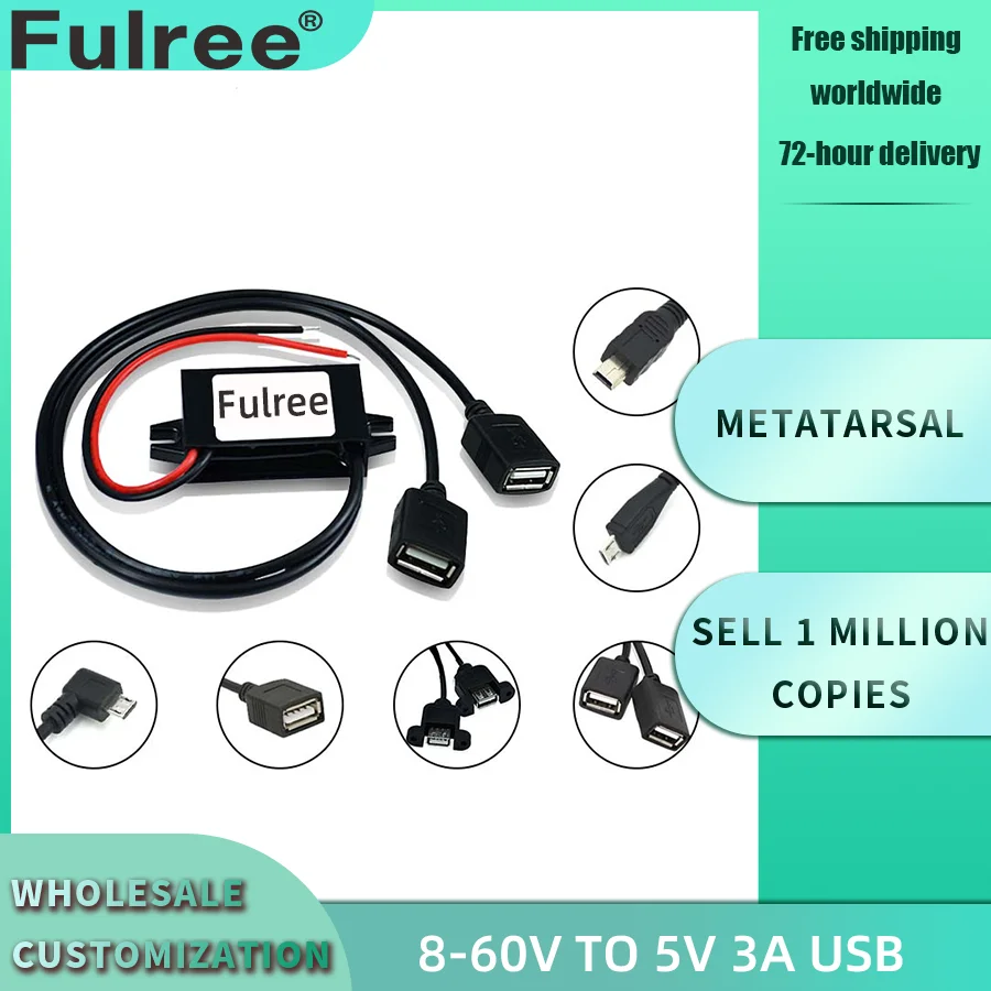 

Type C USBC Mini Micro USB 12V 24V 36V 48V Convert to 5V 3A Car Phone Charger DC DC Step Down Buck Converter 12 Volt to 5 Volt