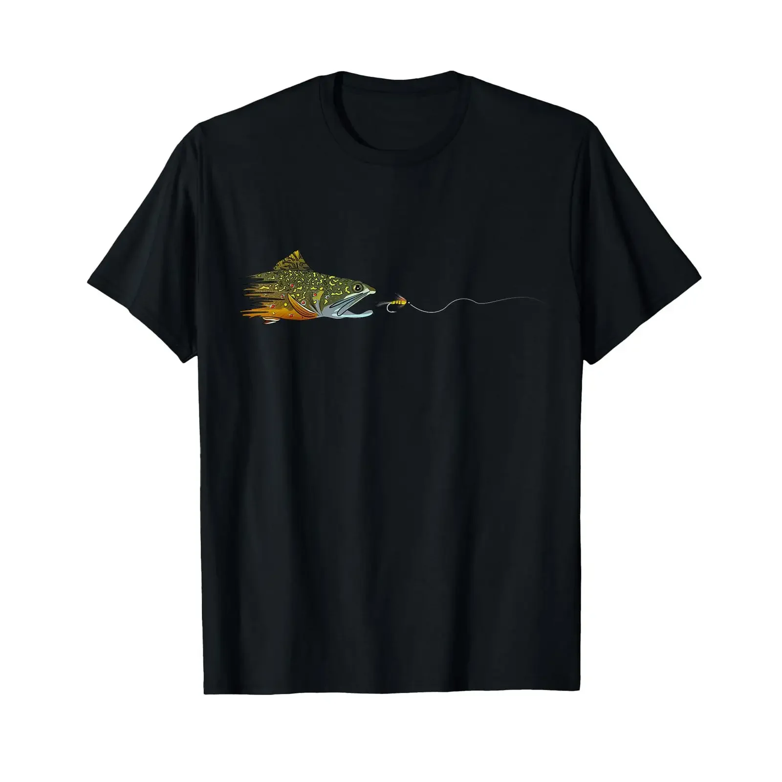 Fly Fishing Brook Trout Dry Flies Tying Fisherman T Shirt vintage Washed Casual fashion homme Stretched Comfortable Stylish