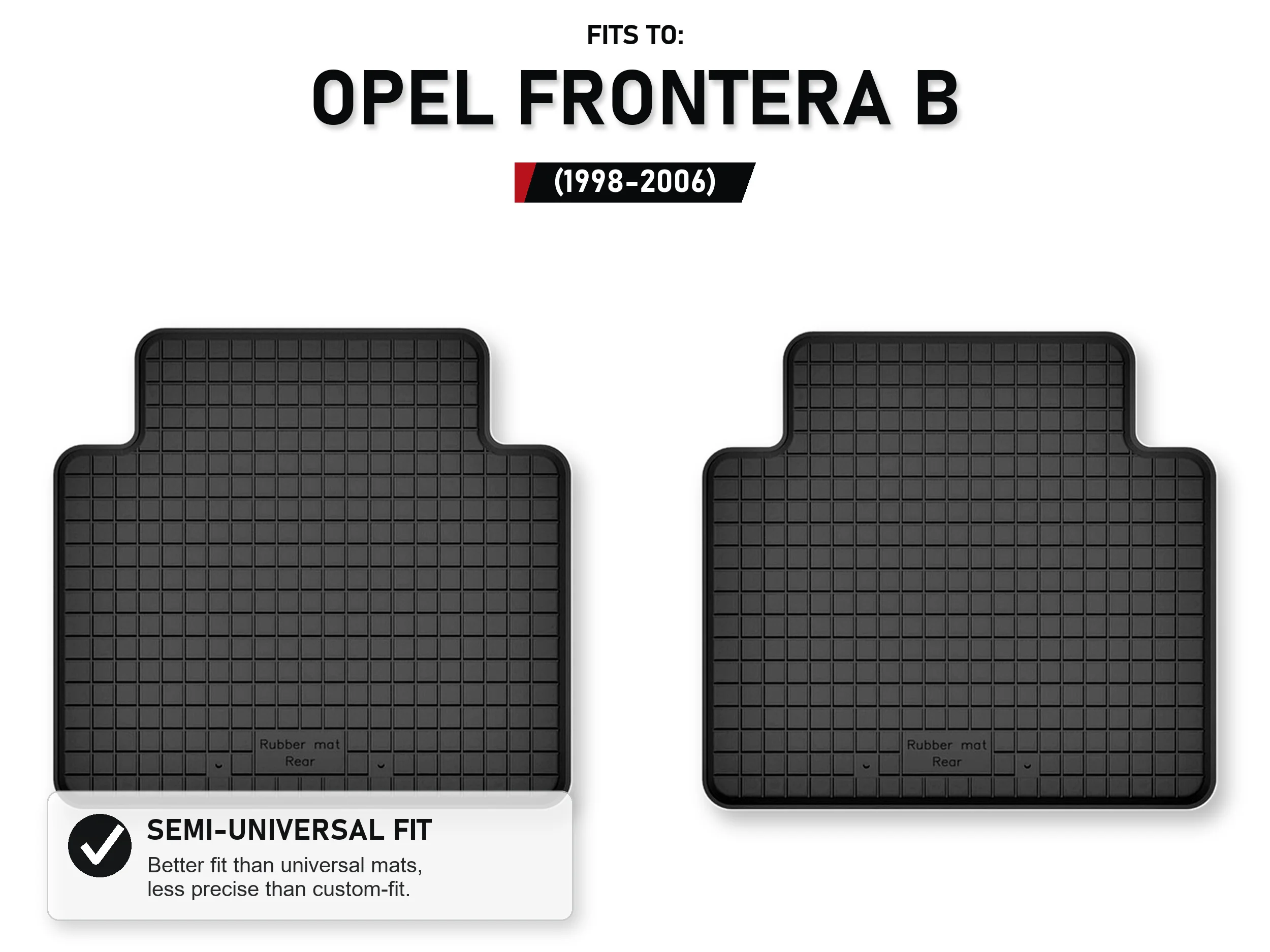Rubberen bakmatten achteraan voor: Opel Frontera B 1998-2006, 2 stuks
