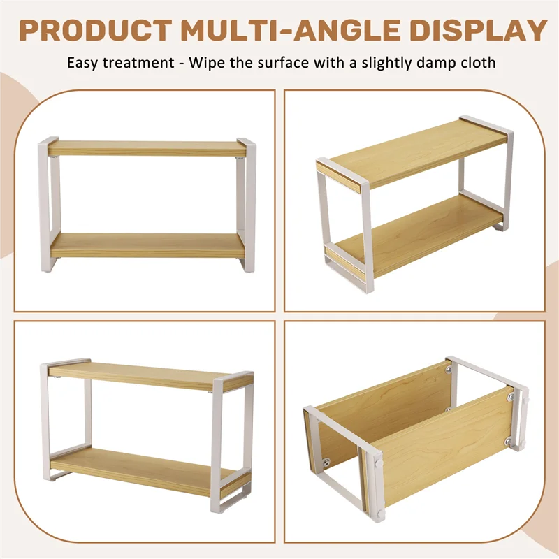 

FAAJ-Double Layer Storage Rack Kitchen Spices Plank Shelf Home Sundries Organization Rack Table Cutlery Metal Holders