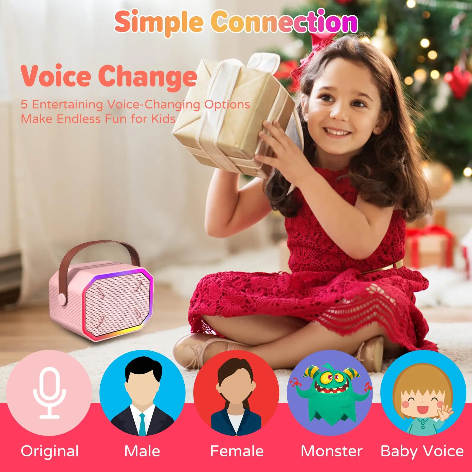 Mini Karaoke Machine for Kids Portable Karaoke Machine Bluetooth Wireless Microphones LDE Light Toys Gifts for Girls Boys