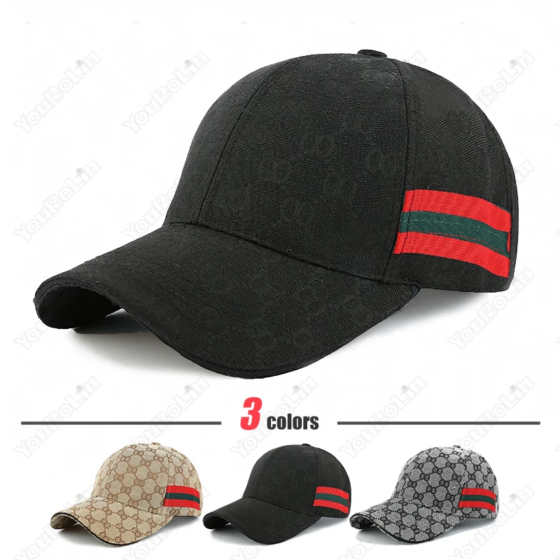 New Fashion Trend Red Green Stripe Black Baseball Cap Classic Men Women Outdoor Casual Sport Trucker Hat Dad Hats