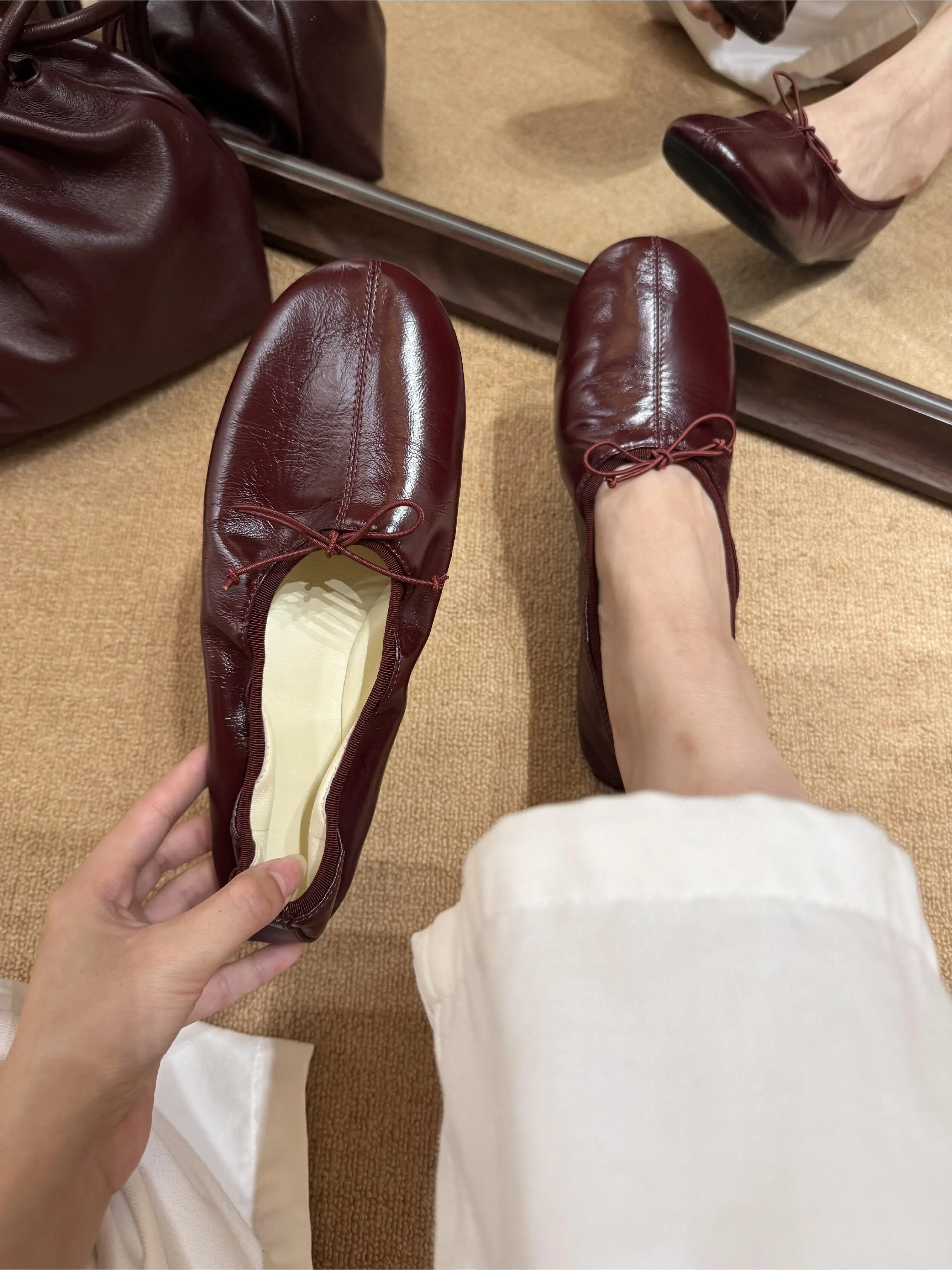 comfortable-ballet-style-mary-jane-slip-on-shoes-with-knots-leather-interior-round-head-flat-heel-casual-fashion