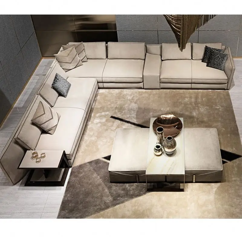 

Living Room Sofa Set Furniture Luxury Segmented Corner Sofa Brown Leather Sofa Set Design