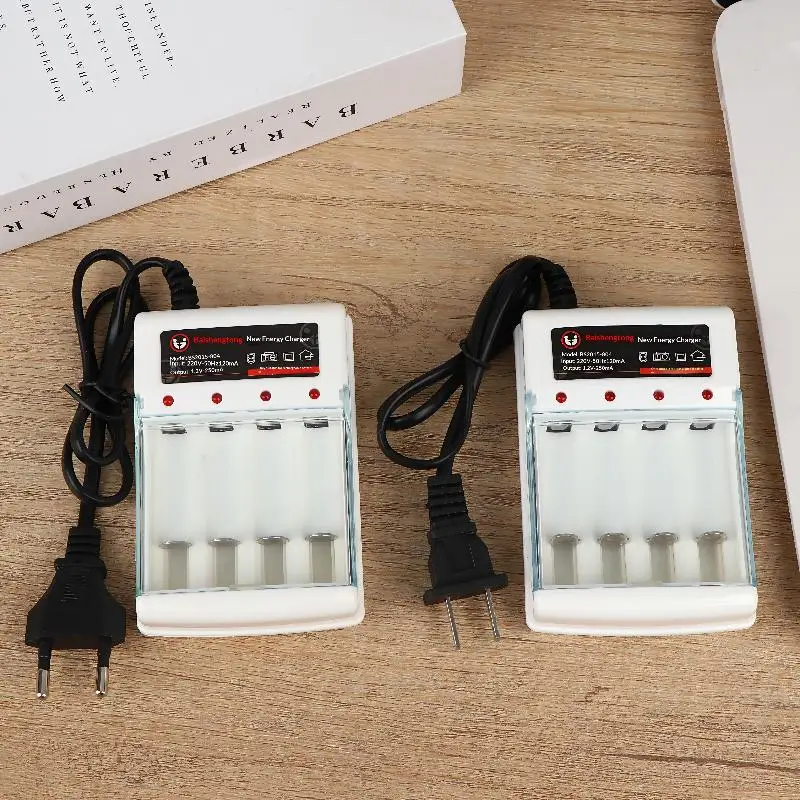 10.3*7cm 4 Slot 1.2V AA AAA Battery Charger With Cover Independent Charging EU/US Plug For Rechargeable Batteries