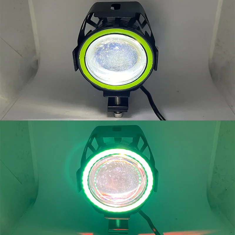 1/2PCS Motorcycle Headlight Led Bicycle headlight Large eyes 10W floodlight Universal fog light U7 Led drive light image 2