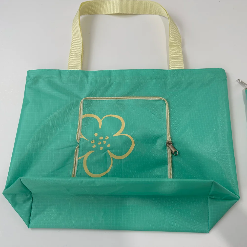 Wholesale High Quality Folding Purse Heave Duty Large Capacity Polyester Shopper Bag Sturdy Durable Tote Bag with Custom Print