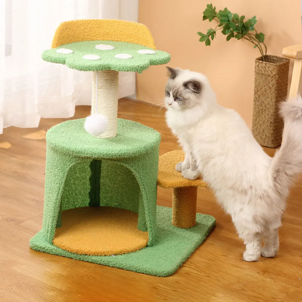 Voltsify Cat Tree with Sisal Scratching Post and Hanging Ball Toy Sturdy Wide Base, Durable Pet Scratcher for Cats