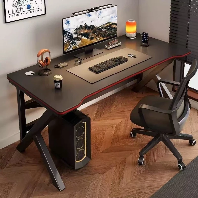 K-Shaped Gaming Computer Desk, Home Bedroom Writing Table, Double Desktop Workbench for Internet Cafe
