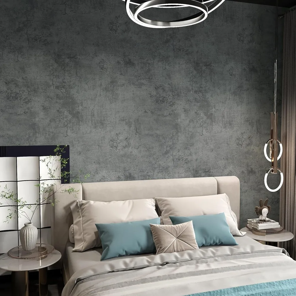 ورق جدران قابل للتقشير واللصق بتقنية الخرسانة الزرقاء الحديثة - ملصقات حائط على طراز الأسمنت الصناعي واسعة للغاية للاستخدام الداخلي الريفي