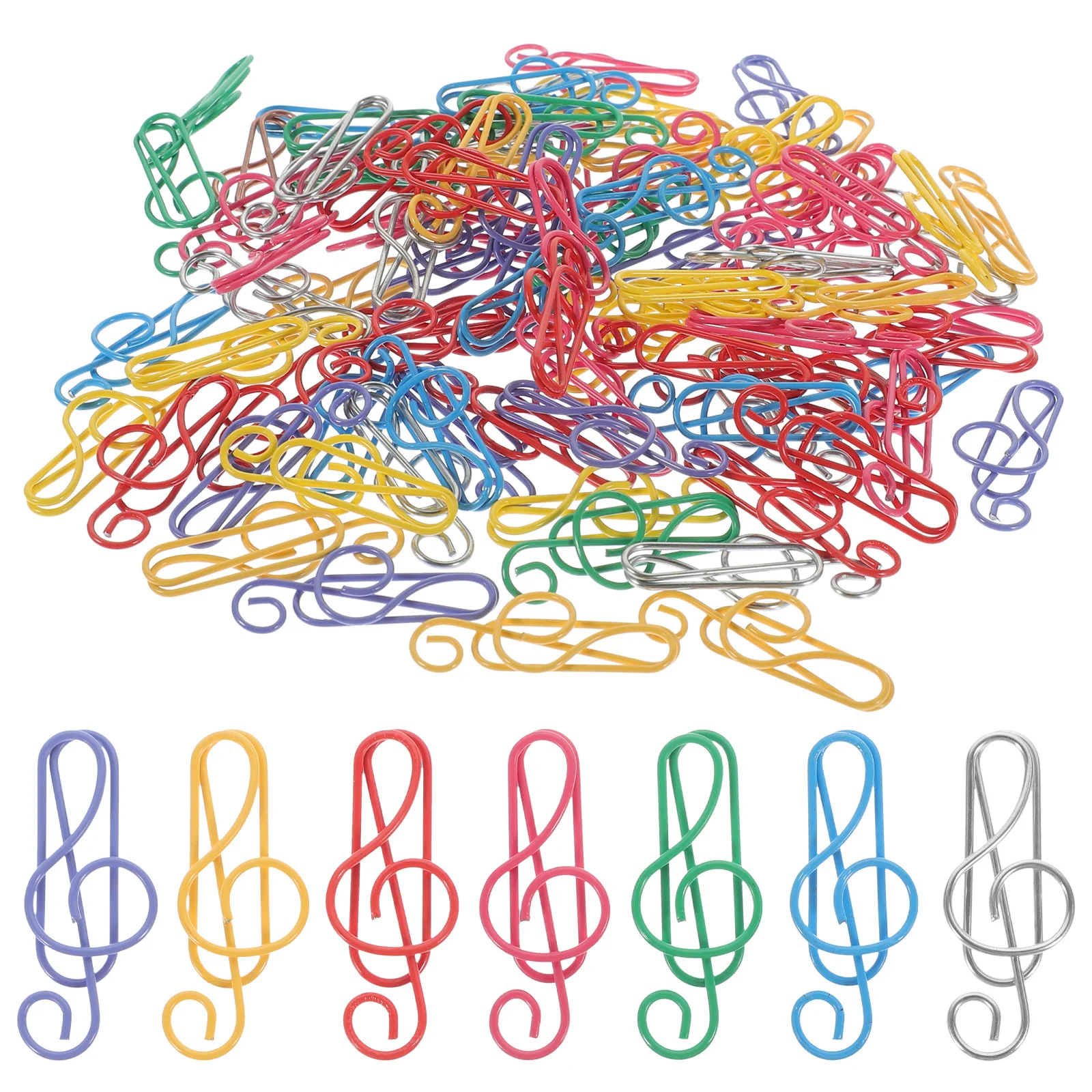 

100Pcs Music Note Shaped Paper Clips Colorful Cartoon Metal Clips Marking Clip Office Document File Paper Supply