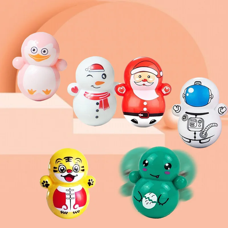 10Pcs Cartoon Spaceman Animal Shapes Tumbler Puzzle Toy Santa Tumbler Funny Desktop Ornament Swing Kids Relief Stress Toys Gifts