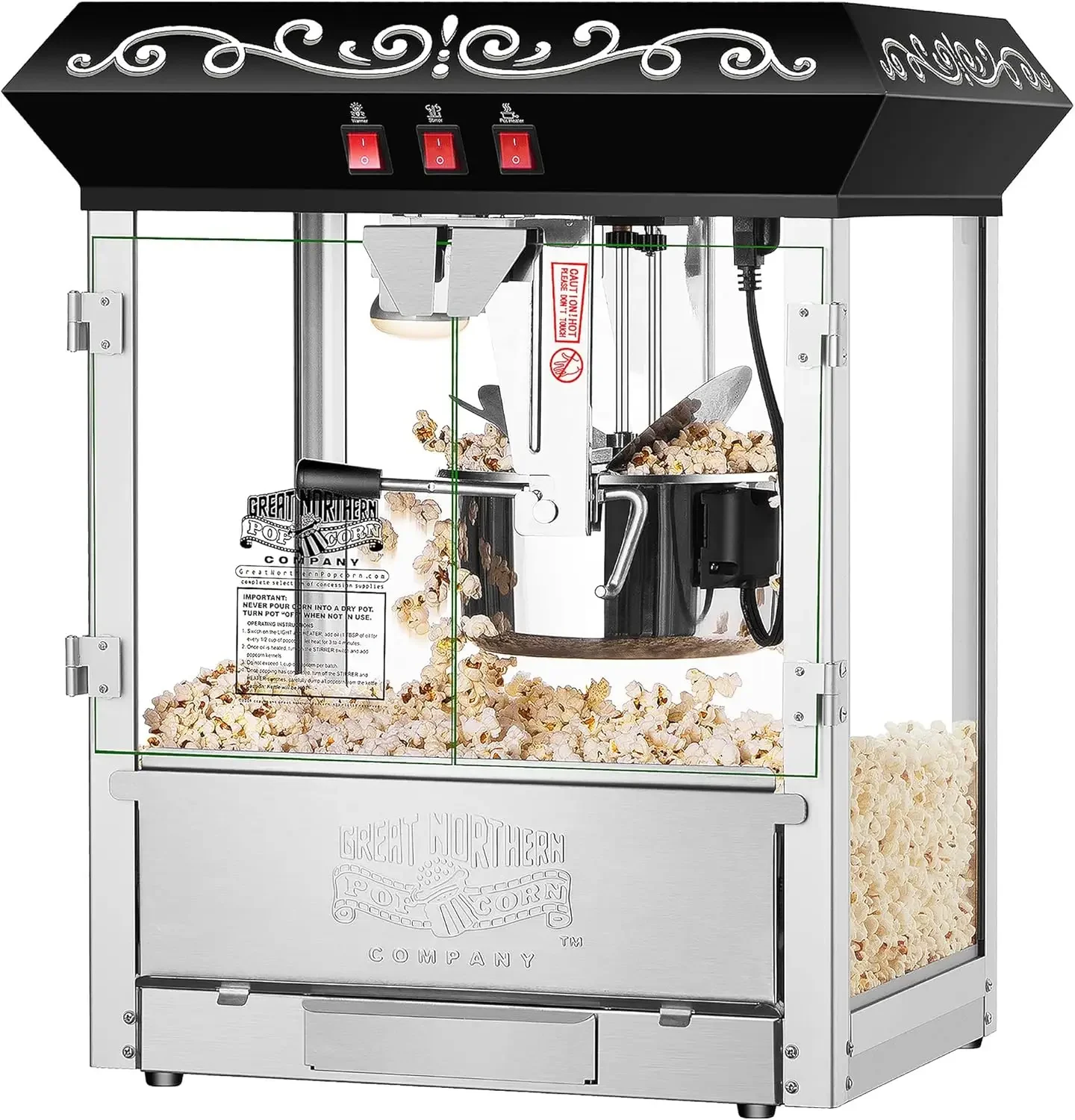 Machine à pop-corn de style comptoir Perfect Popper de 10 oz Noir