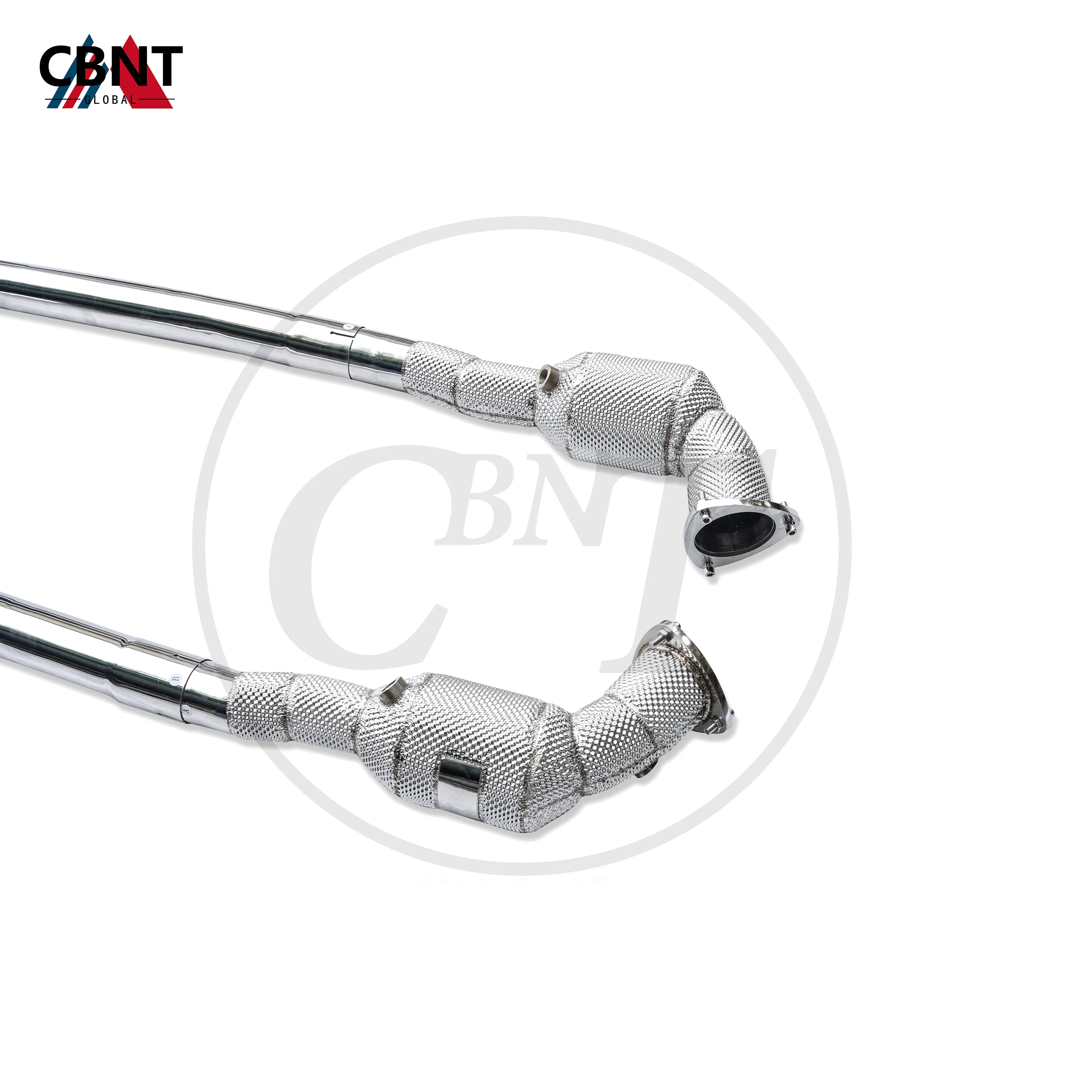 CBNT Exhaust System High Flow Performance Catted/Catless Downpipe With Heat Shield for Maserati Quattroporte S GTS 4.7L