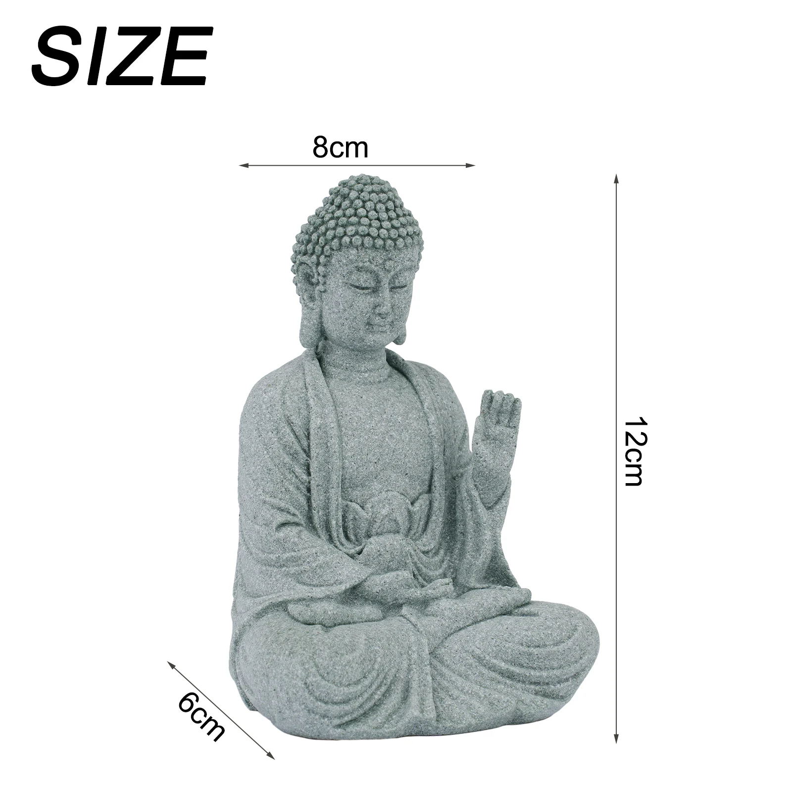 High Quality Indoor Outdoor Sitting Buddha Resin 4x8x12cm Sandstone Resin Statue Decor Stone Zen Effect Waterproof