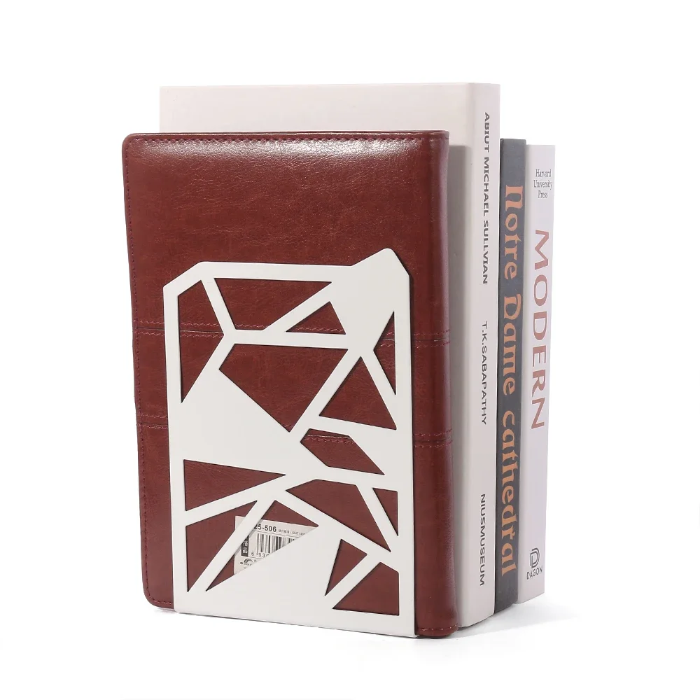 Hollow Geometry Irregularity Metal Bookends Creative Desk Ornament Studyroom Decoration Book Holder Retractable Book Support