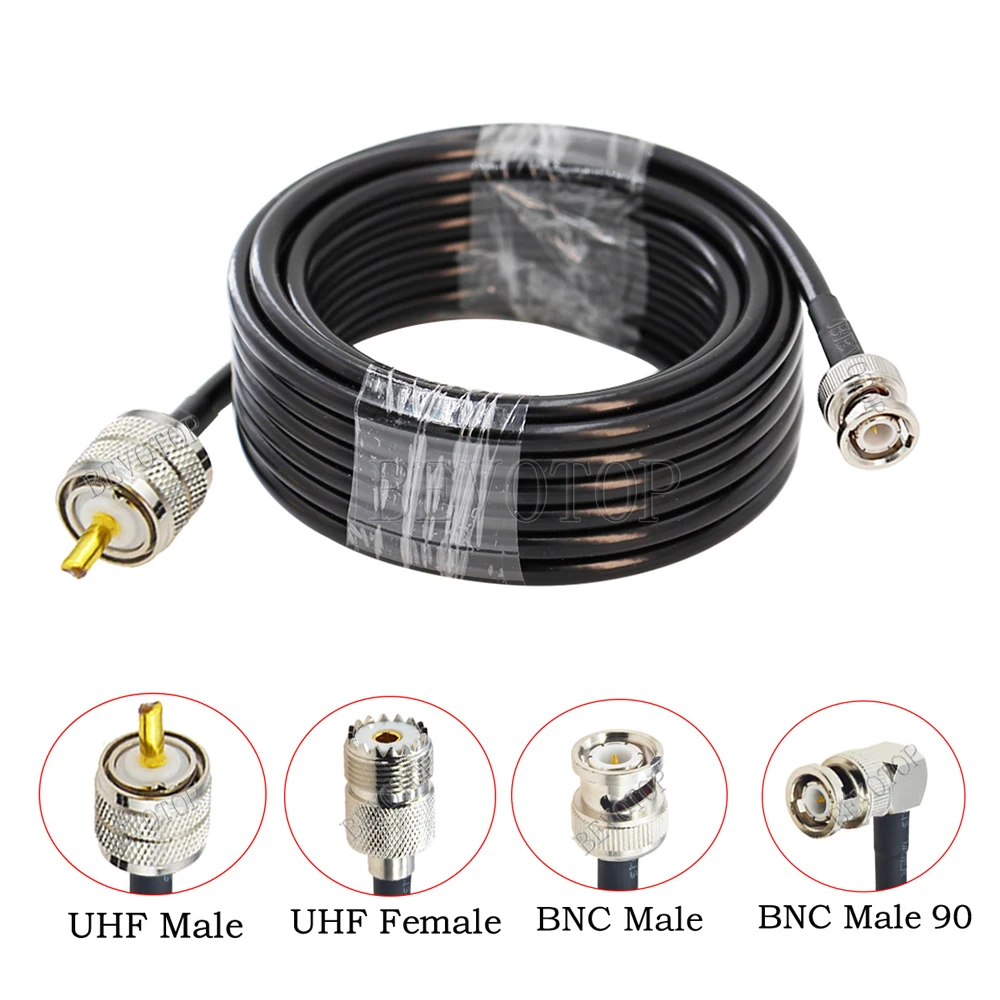 1Pcs RG-58 PL259 UHF Male to BNC Male/Female Connector RG58 50-3 RF Coaxial Cable Crimp Wire Terminal RF Jumper Pigtail 15CM-20M