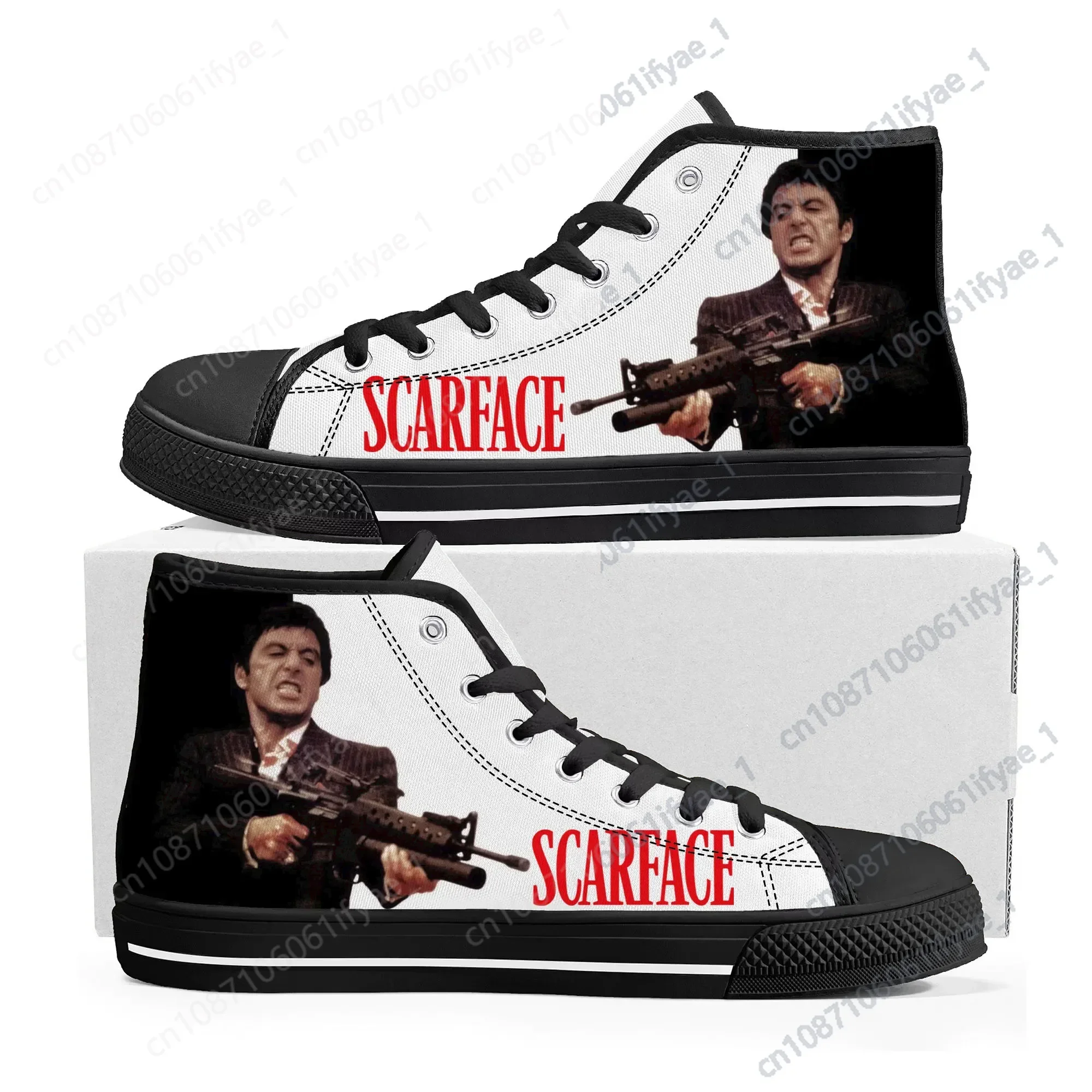 Scarface-Zapatillas altas de lona para hombre y mujer, zapatos informales hechos a medida, de alta calidad, para pareja