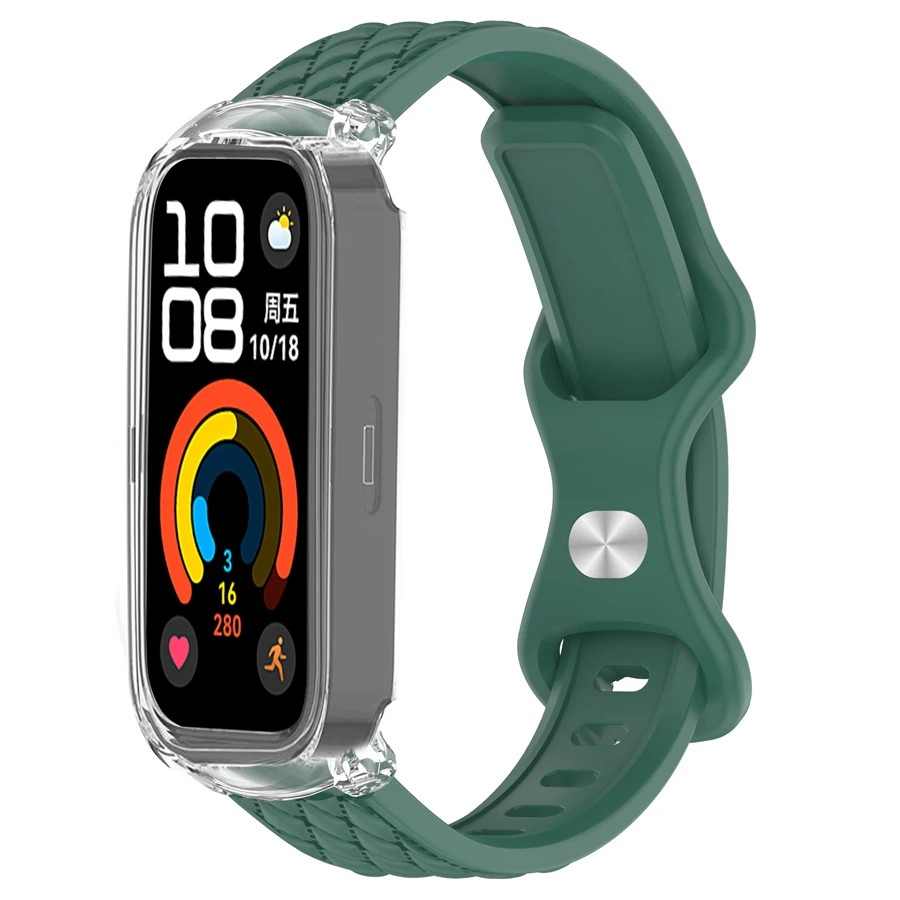 Cinturino in silicone 3D per cinturino attivo Mi Band 9 8 per Xiaomi Smart Band 8 attivo per cinturino da polso Redmi Band 3 2 con custodia per PC