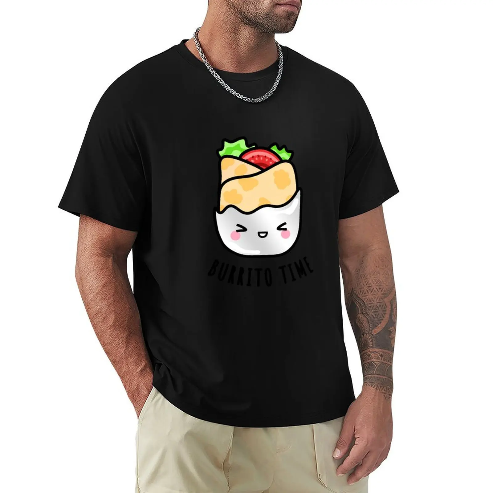 Cute Burrito Wrap Illustration Kawaii Drawings by BlueberryMoon T-Shirt man t shirts cotton T-Shirt