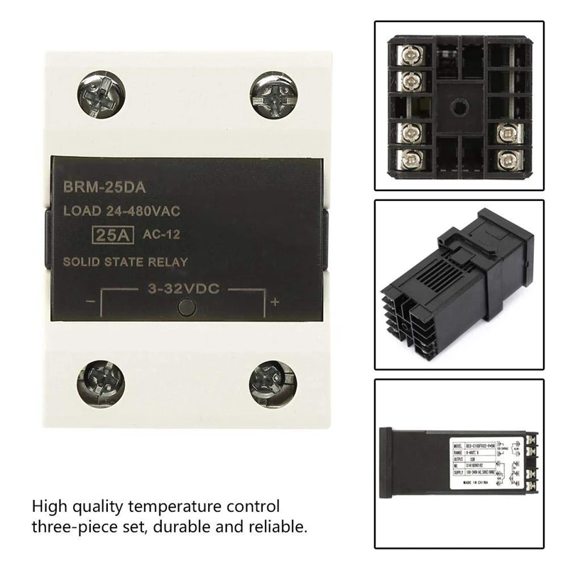 جهاز التحكم في درجة الحرارة REX-C100 PID 25A SSR 0-400 ℃   جهاز التحكم في درجة الحرارة للصناعة الكيميائية لحاضنة الطاقة الكهربائية