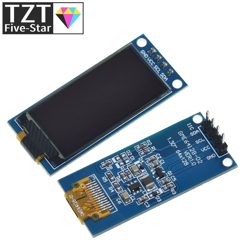 Módulo de Tela Vertical OLED para Arduino, Display LCD, SH1107, 64x128, 1.3"