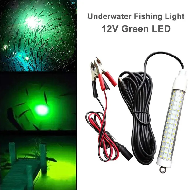 

6M Cable Collection Underwater Waterproof Fishing LED Light 12v 24V Lure Night Fishing Tool Green White Lighting