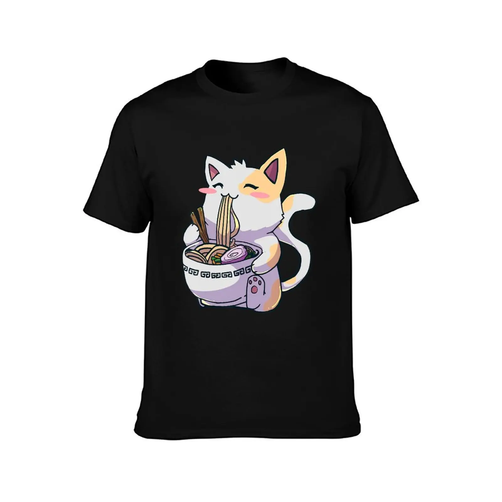 Cute Cat Eating Ramen Kawaii T-Shirt Thanksgiving Day Tee Top T-Shirt