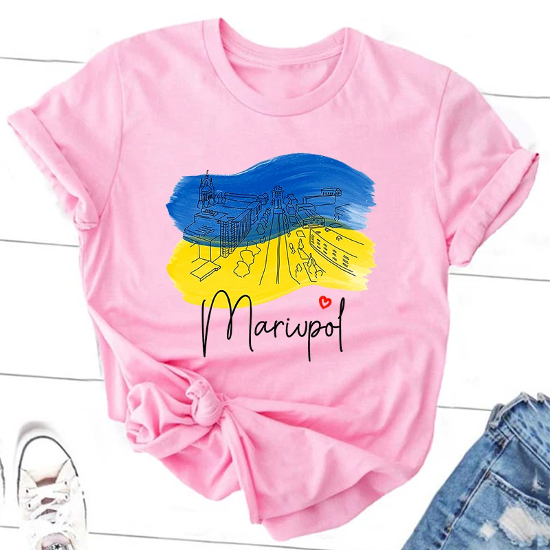 Ucraino moda maricha ucraina stampa grafica abbigliamento donna T Shirt estetica grafica bianca manica corta T-Shirt in poliestere