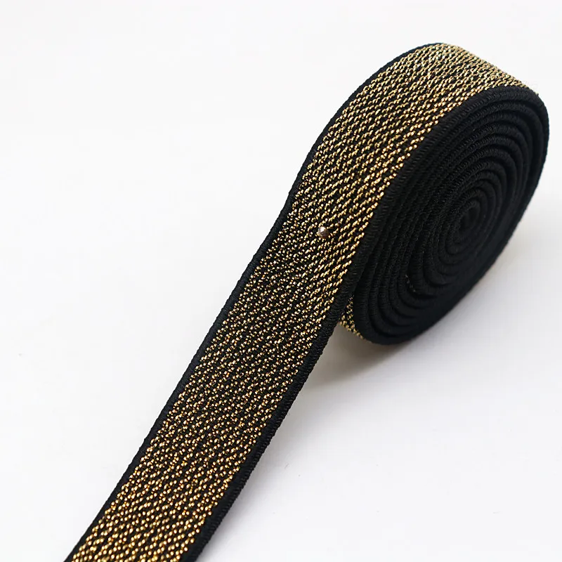 5m/10mm15mm25mm40mm Sewing Elastic Band, Gold Thread and Silver Thread Flat Rubber Webbing for Clothes and Pants Sewing Supplies