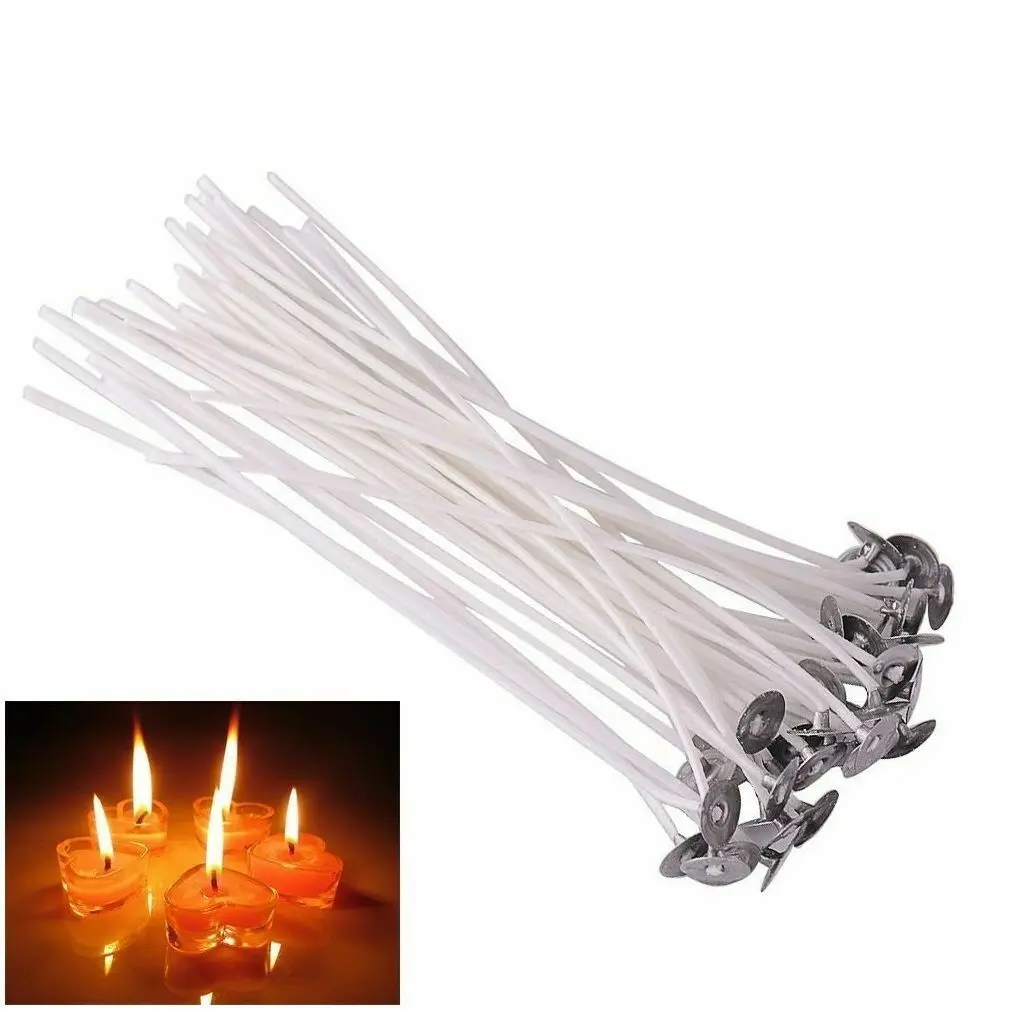 20pcs/set Waxed Cotton Candle Wicks with Stand Original Smokeless Candle DIY Wicks Soy Oil Wax Core Woven Making Candles Supplie