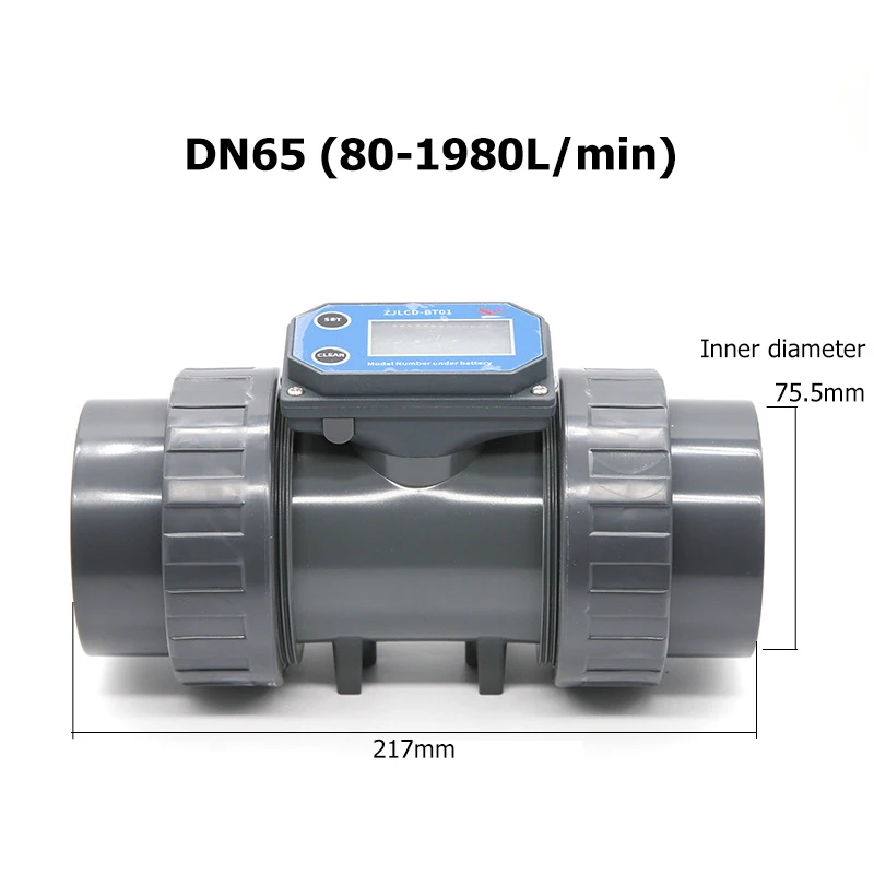DN15-DN80 Digitale display-stroommeter Op batterijen werkende PVC-pijpleidingstroommeter met hoge precisie Waterstroomsensor voor landbouwirrigatie - afbeelding 1