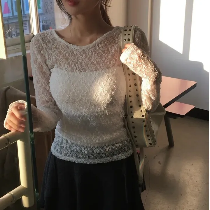 

Женская кружевная длинная све в стиле ретро с крючками Pure Desire Sle Base irt, весенняя новая сексуальная эластичная верхняя одежда в Корейском стиле, облегающая посадка