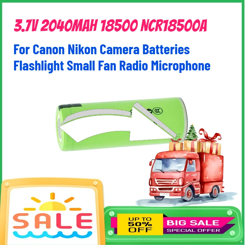 

Аккумулятор 3.7V 2040mAh 18500 NCR18500A для камер Canon, Nikon, фонариков, маленьких вентиляторов, радио, микрофонов