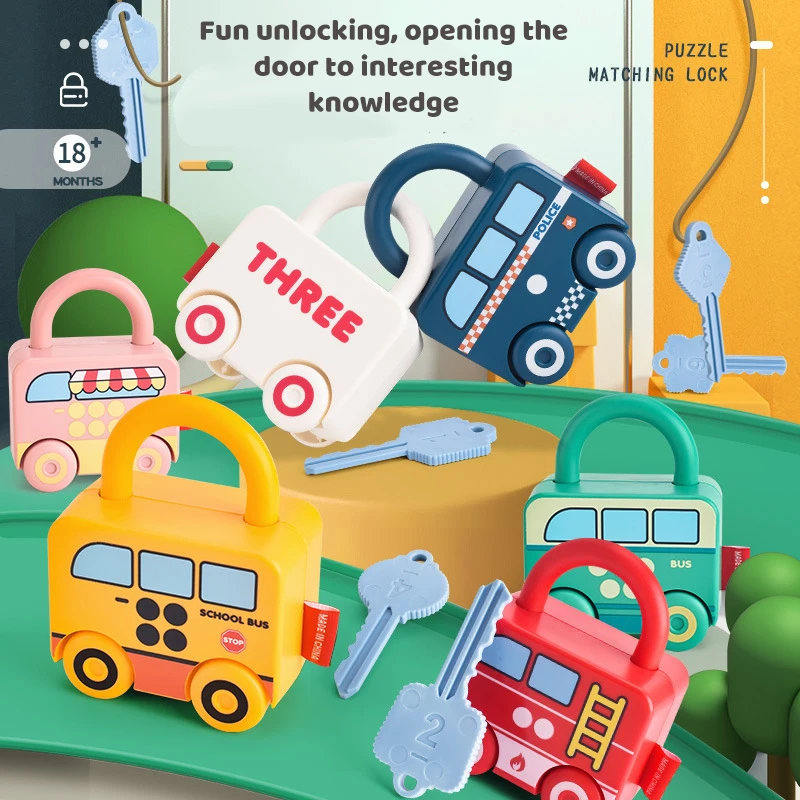 Baby Montessori Fun Unlocking Color Shape Sorters Toys Transport Car Kindergarten Kids Early Educational Enlighten Toy Gifts