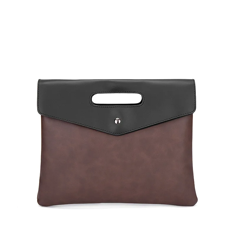 Picture 6: PU leather wear-resisting men's clamshell clasp hand grasp bag color collision thin flat file storage hand briefcase