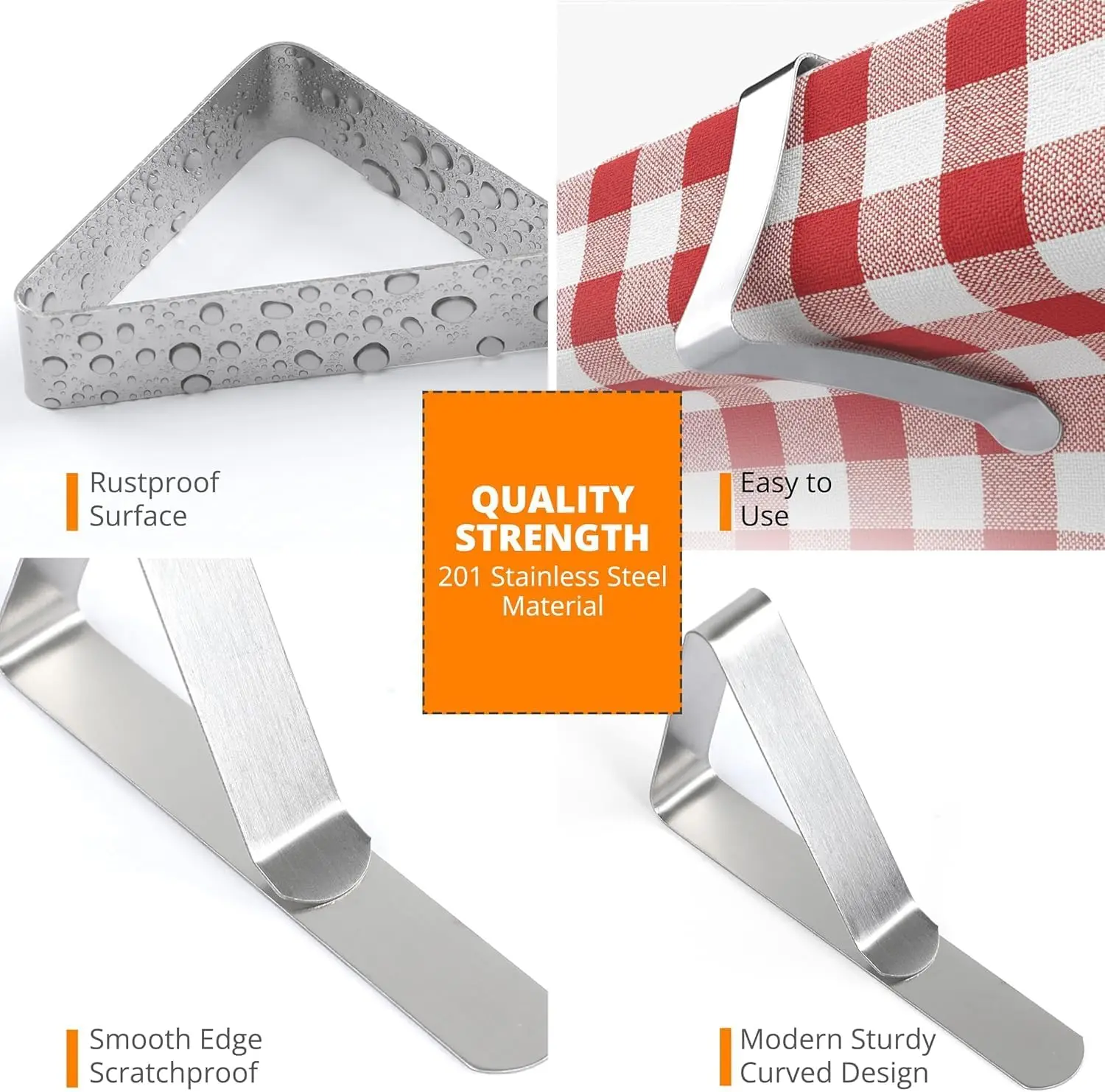Stainless steel anti rust table clip, anti slip fixing clip, suitable for home, restaurant, party, dining table, outdoor picnic - view 3