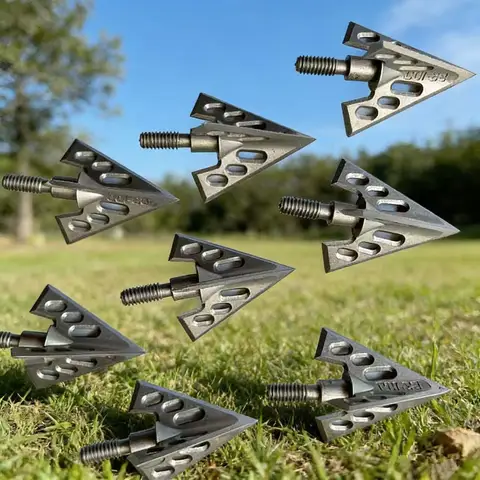 6/12 100 Grain Stainless Steel 3 Blade Fixed Arrowheads Tip Archery Broadheads Compound Bow Hunting S3-100
