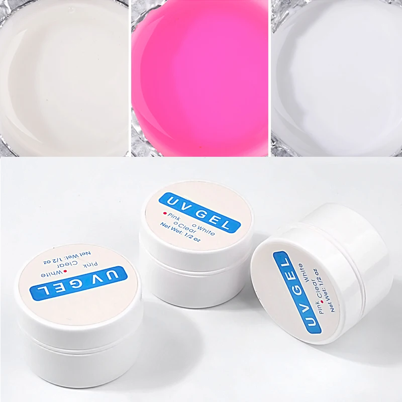 1jar 15Ml Nail Extension 3 colori Poly UV Gel trasparente/rosa/bianco Gel per Nail Art fai da te strumenti multifunzione per Nail Art in Gel UV