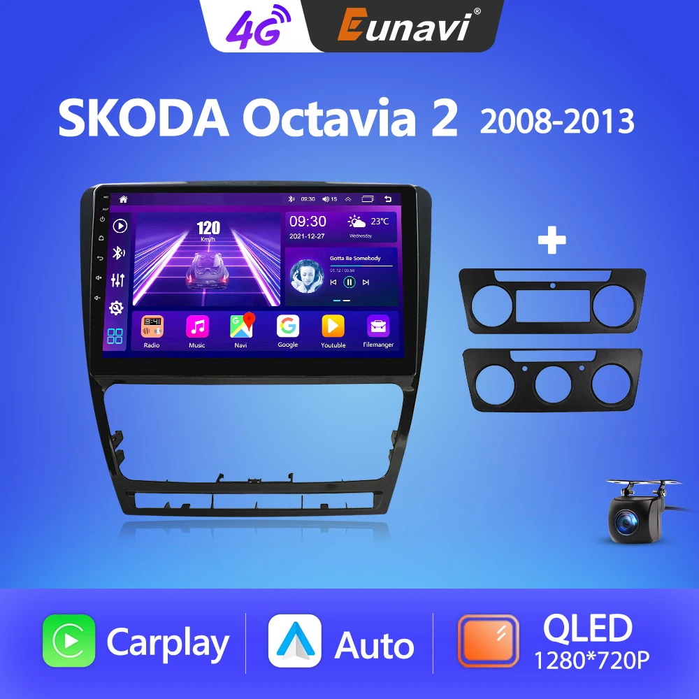 

Eunavi 2 Din Android авто радио для SKODA Octavia 2 II 2008 - 2013 A5 Автомобильный мультимедийный плеер 2Din Carplay Tap рекордер GPS без DVD