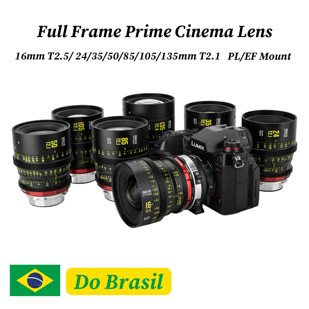 Meike Prime 16/24/35/50/85/105/135mm T2.1 Cine Lens for FF Cinema Camera Systems,such as Canon C700 C500II,Sony VENICE,Sony FX3