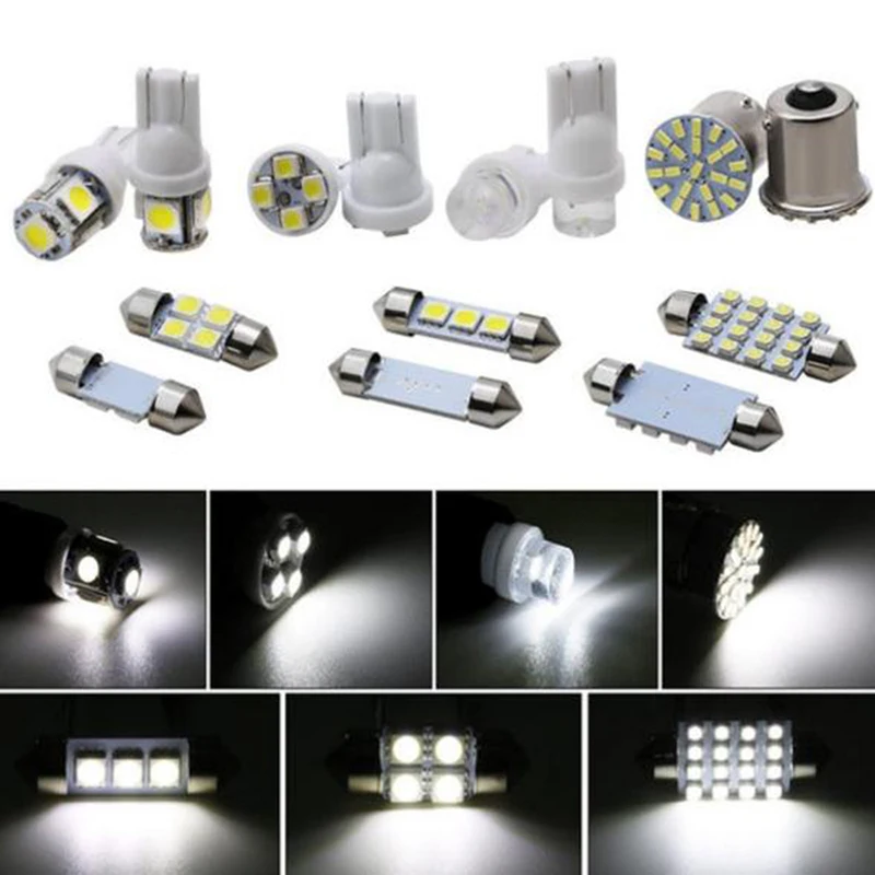 New 14PCS High Quality Car LED Interior Package For T10 36mm Map Dome License Plate Lights Kit 6000K~8000K