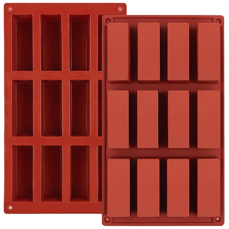 Rectangle Silicone Candy Molds for Baking Energy Bars Chocolate Bar Mold Protein bars Cornbread Pudding 12-Cavity Butter Mould