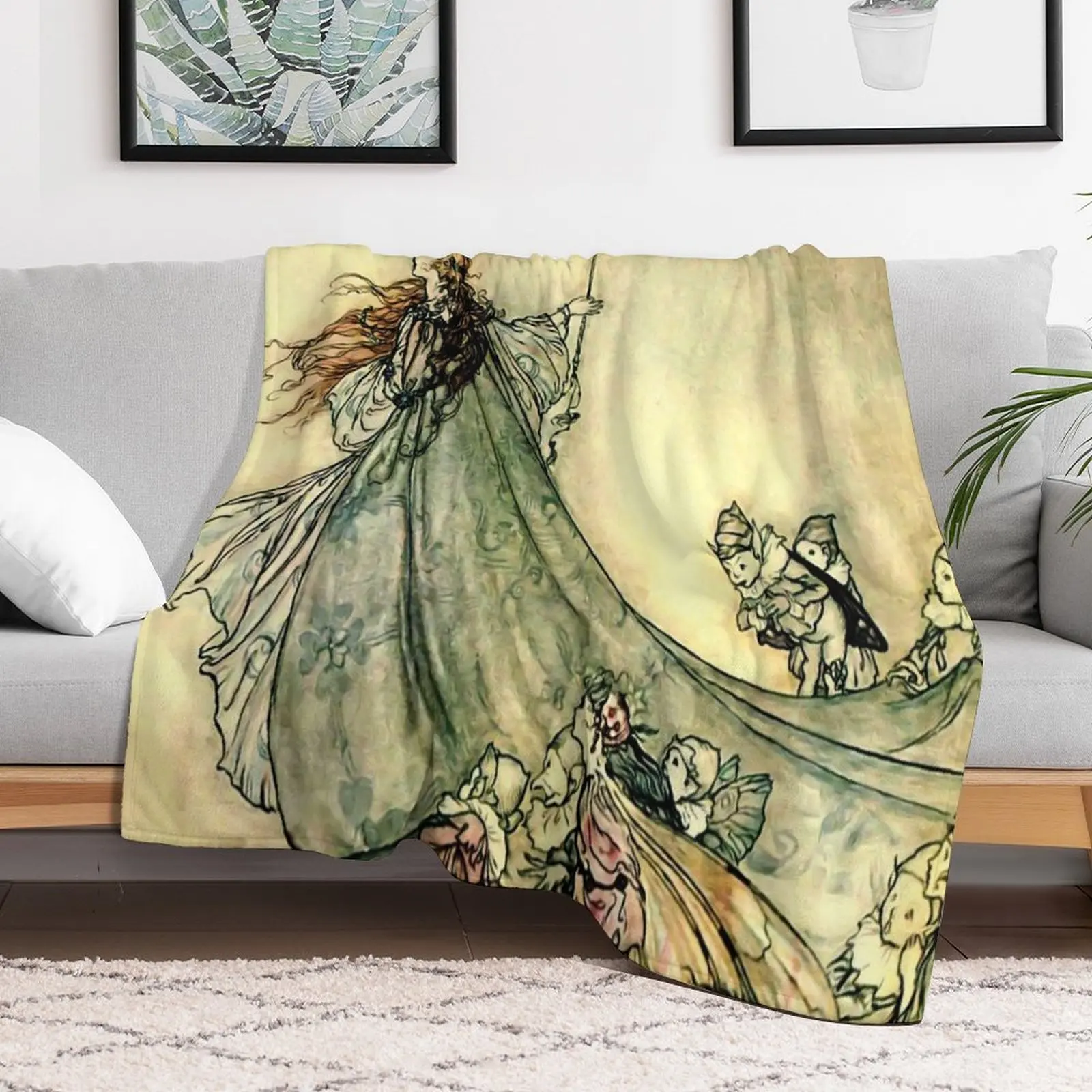 

aQueen of the Fairiesa Watercolor by Arthur Rackham Throw Blanket For Sofa Thin Camping Blankets Soft Soft Plaid Blankets
