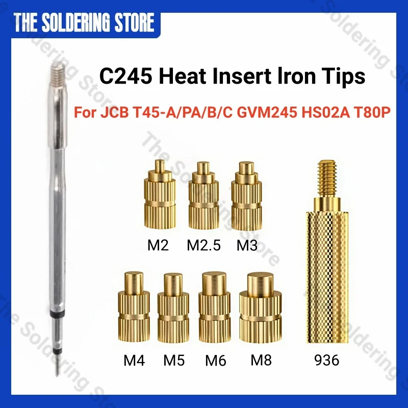 

C245 3D Printing Specialized Soldering Iron Internal Thread Hot Melt Nut Press Head Kit For JCB T45-A/PA/B/C GVM245 HS02A T80P